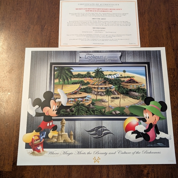 Disney Cruise Line Concierge Lookout Cay Lighthouse Point Lithograph Art Print - Picture 2 of 3